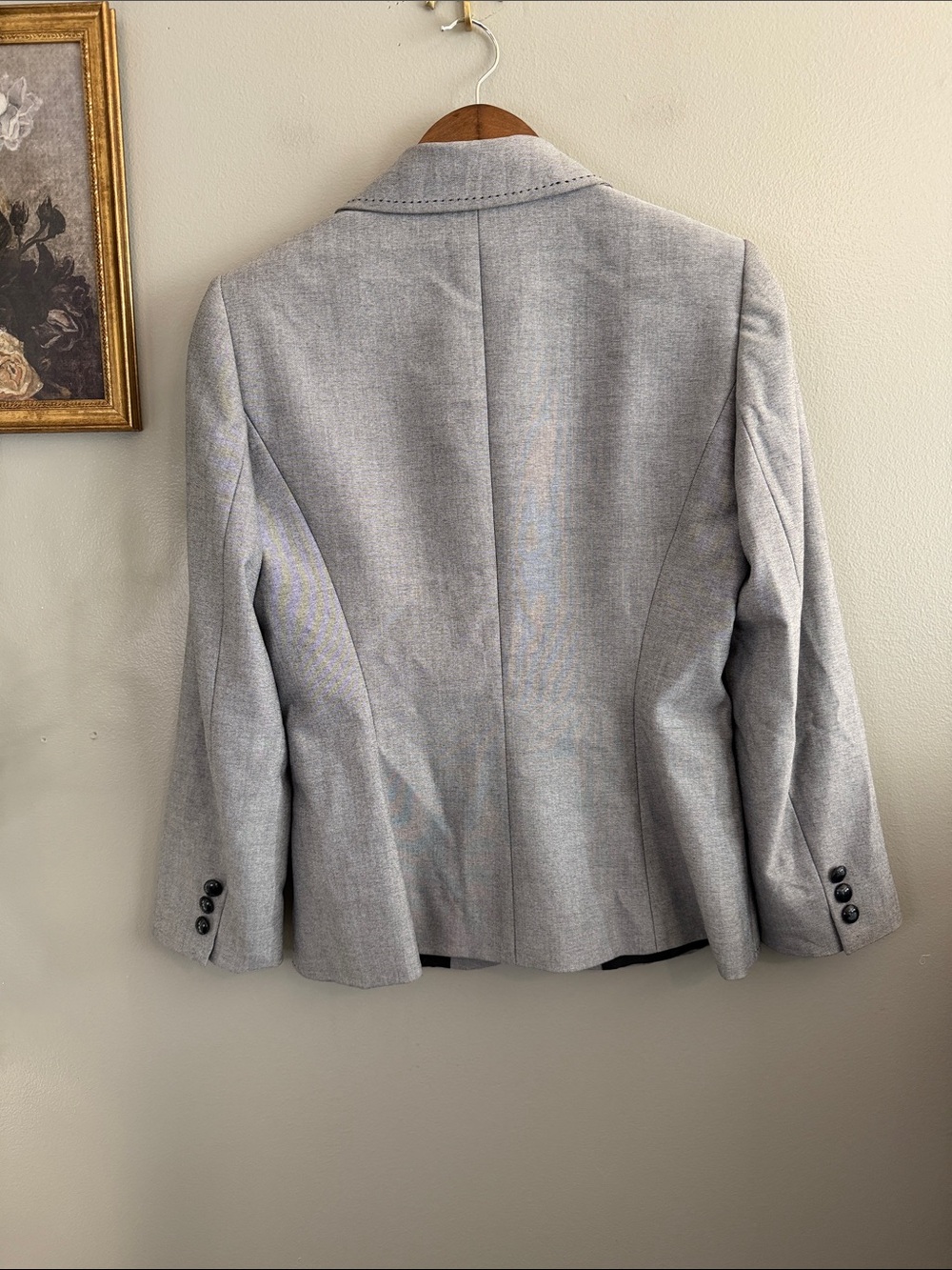 Antonio Melani Blazer Size 4 Gray Tailored Pick Stitch Career Jacket - Picture 9 of 9